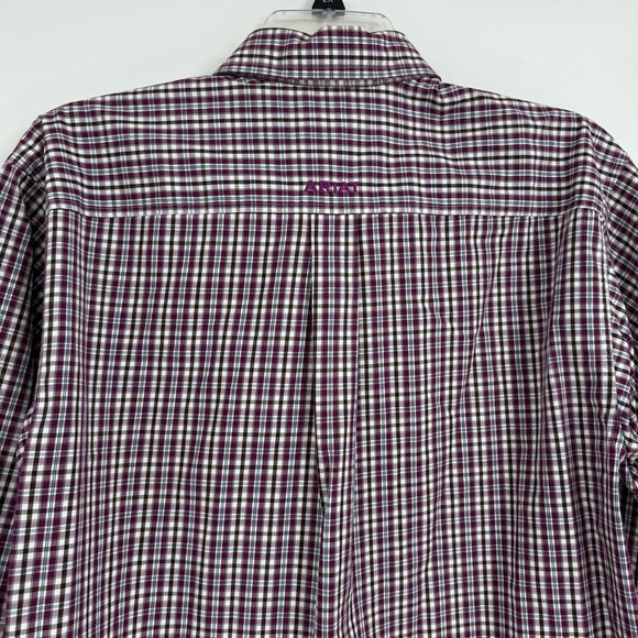 ARIAT Pro Series Mens Shirt purple Plaid Long Sleeve Button Down Size Large - Picture 9 of 10